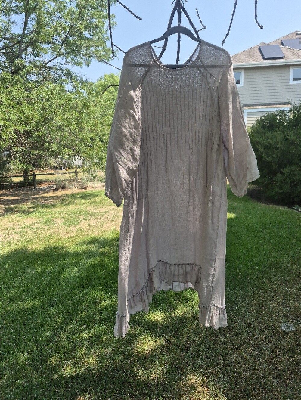 Grizas Linen Gauze Dress In Pale Lavender, Size XXL